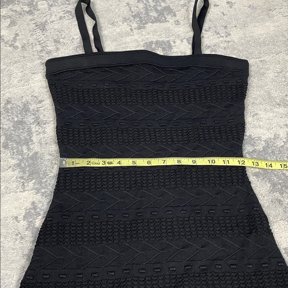 NWT Sandro Maldives Knit Fringe Strapless Dress Black Tight Bodycon Sz 40 - Picture 12 of 14